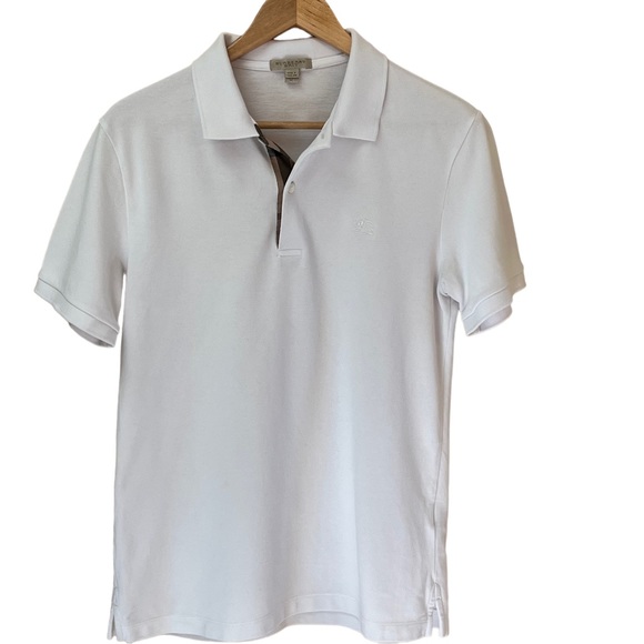 Burberry White Polo with 3 Button Plaid Placket Size - Picture 2 of 7